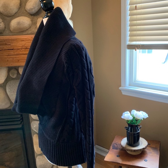 Cotton Cable-knit Sweater w/large Cowl Neck - Picture 4 of 9